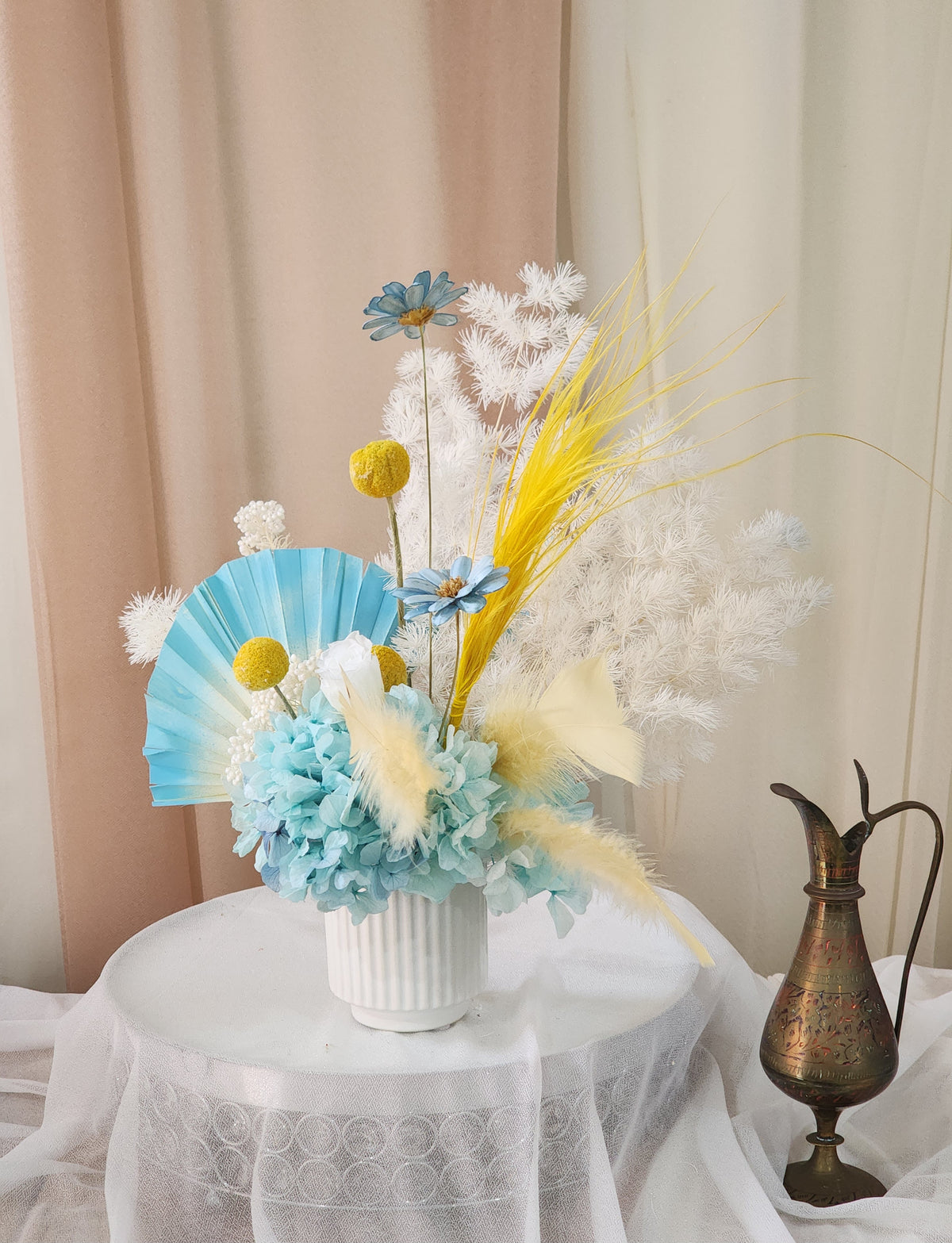 Blue & Yellow Preserved Floral Arrangement