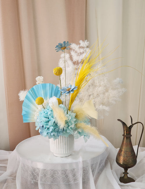 Blue & Yellow Preserved Floral Arrangement
